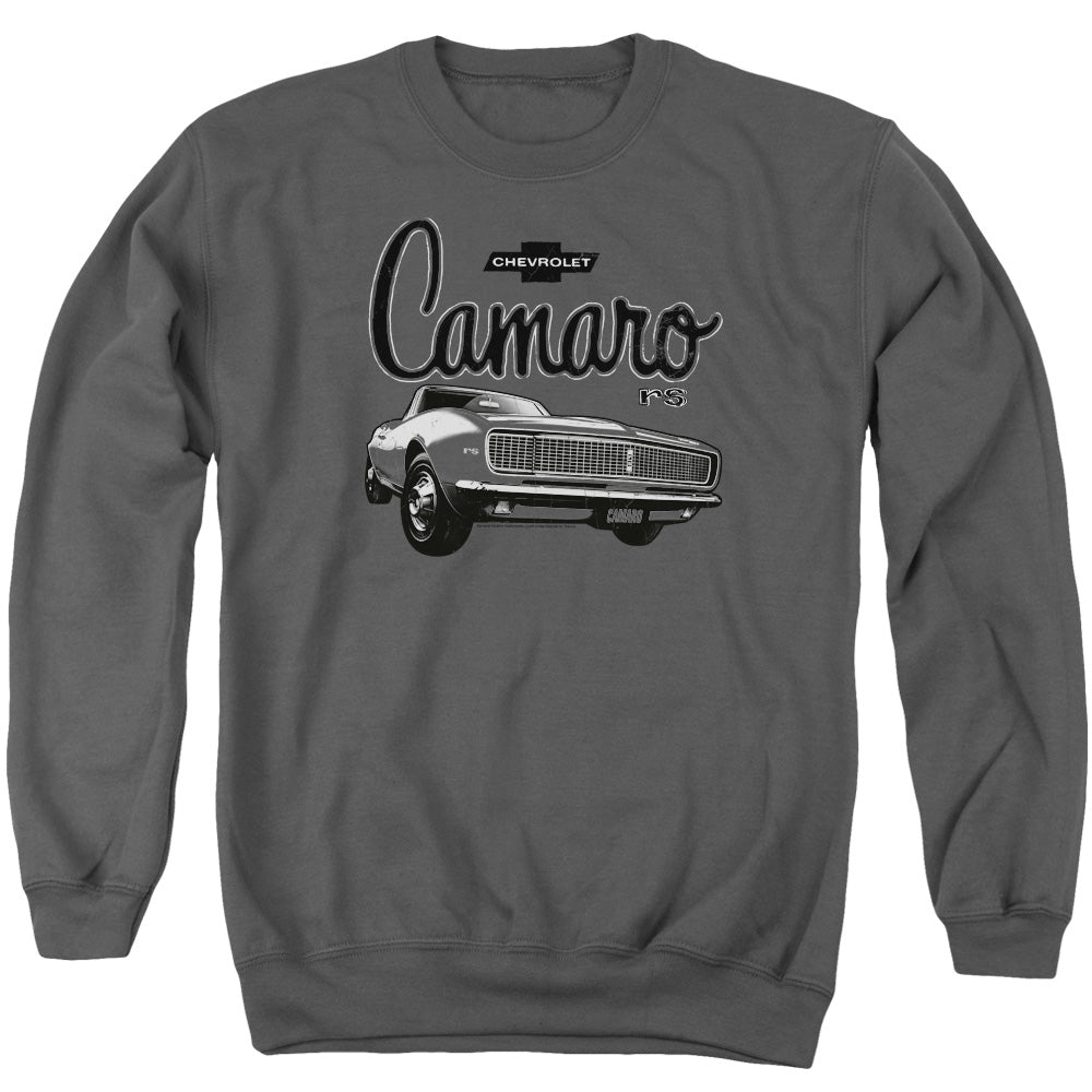 AN OFFCIALLY LICENSED CHEVROLET SCRIPT CAR ADULT UNISEX CREWNECK SWEATSHIRT CHARCOAL