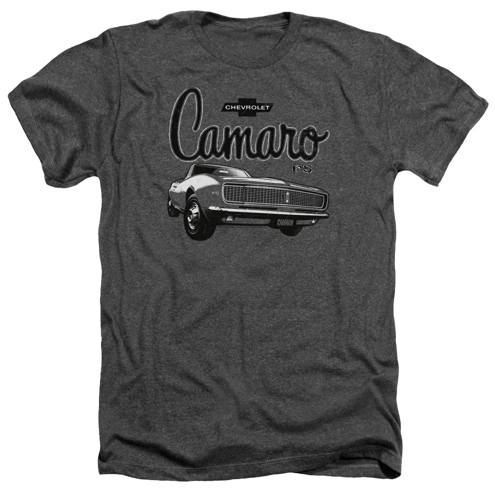 AN OFFCIALLY LICENSED CHEVROLET SCRIPT CAR MEN'S HEATHER T-SHIRT CHARCOAL