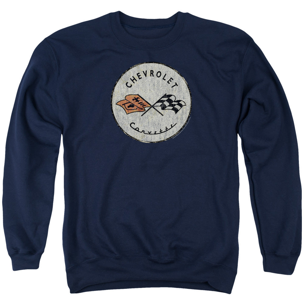 AN OFFCIALLY LICENSED CHEVROLET OLD VETTE ADULT UNISEX CREWNECK SWEATSHIRT NAVY