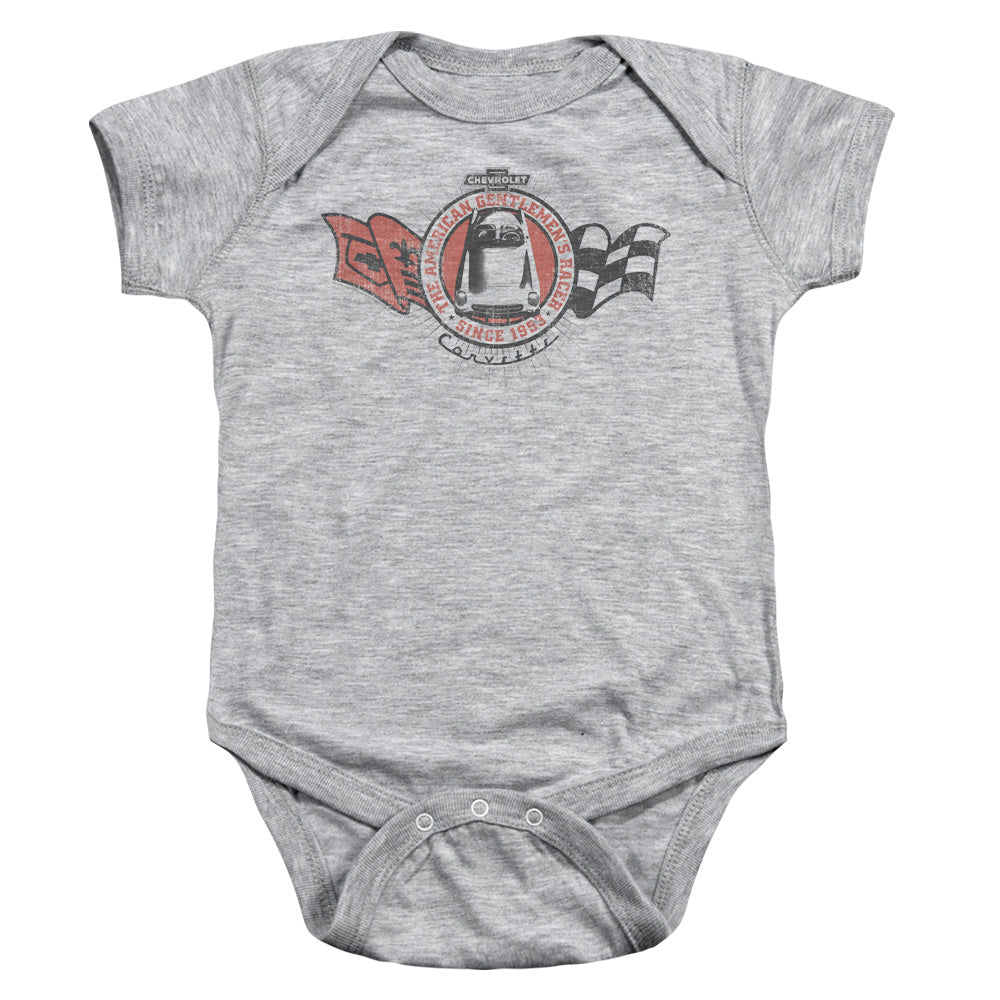 AN OFFCIALLY LICENSED CHEVROLET GENTLEMENS RACER BABY BODYSUIT ATHLETIC HEATHER