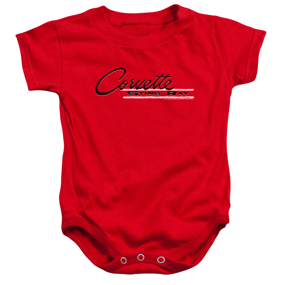 AN OFFCIALLY LICENSED CHEVROLET RETRO STINGRAY BABY BODYSUIT RED