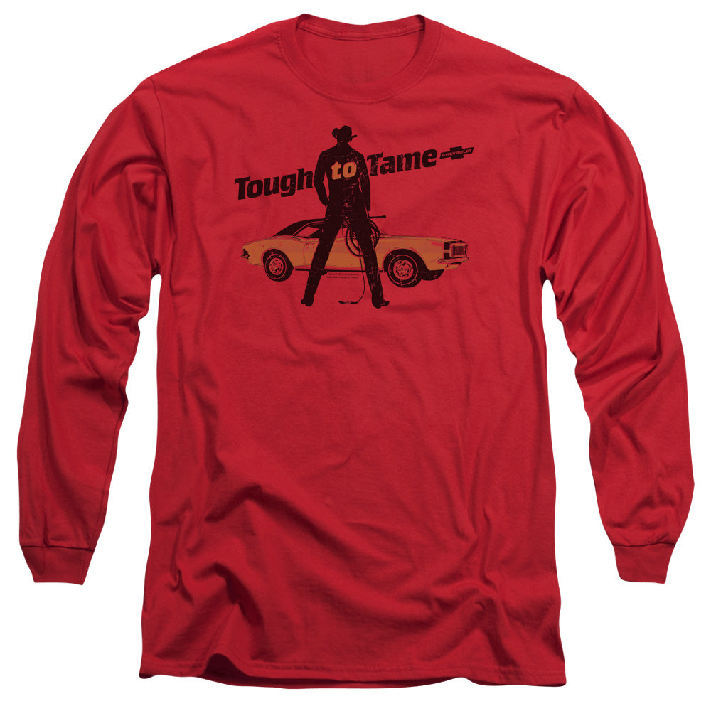 AN OFFCIALLY LICENSED CHEVROLET TOUGH TO TAME MEN'S LONG SLEEVE T-SHIRT RED