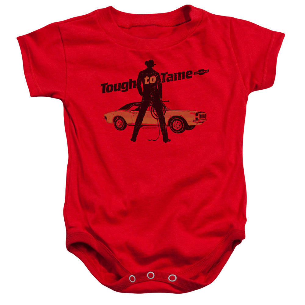 AN OFFCIALLY LICENSED CHEVROLET TOUGH TO TAME BABY BODYSUIT RED