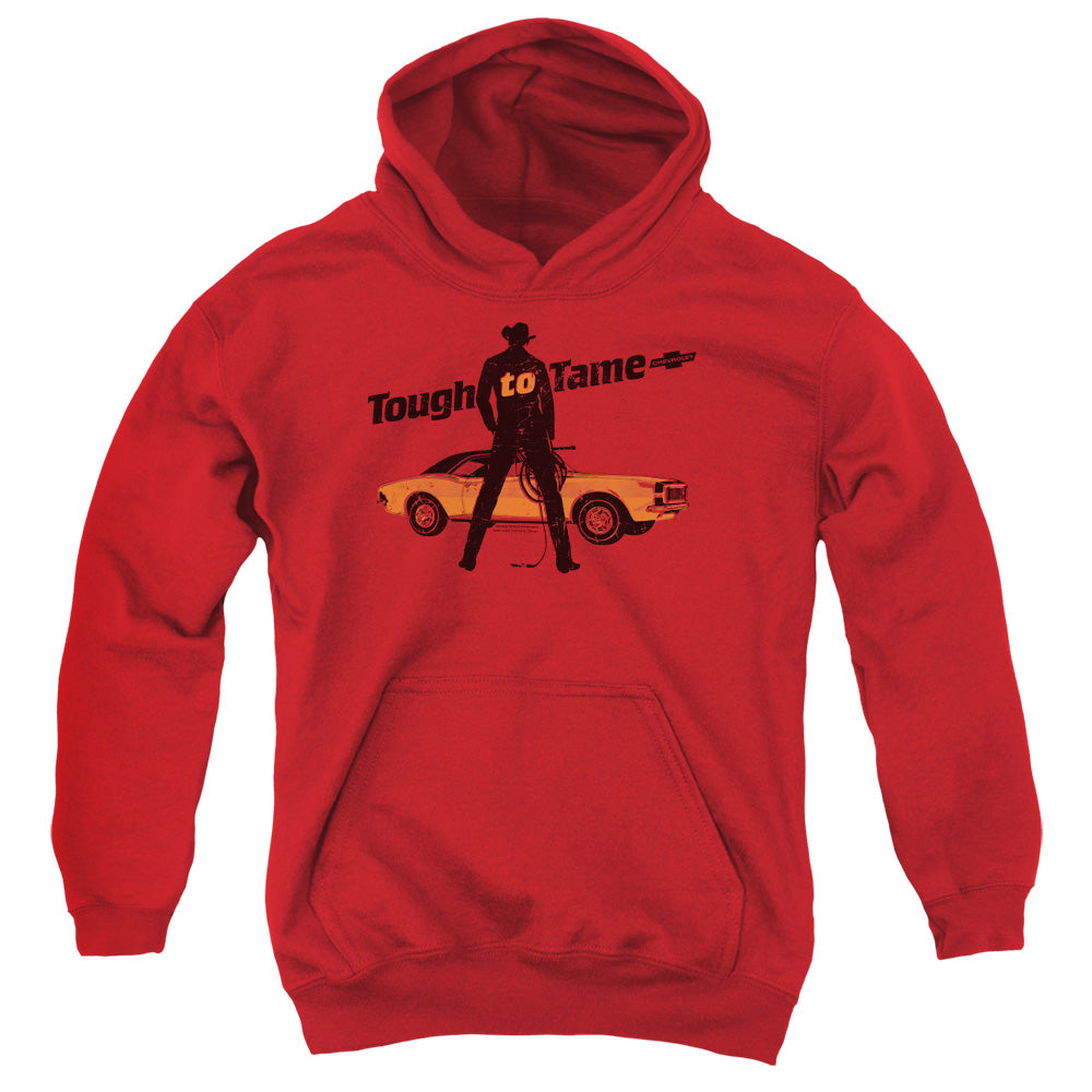 AN OFFCIALLY LICENSED CHEVROLET TOUGH TO TAME YOUTH HOODIE RED