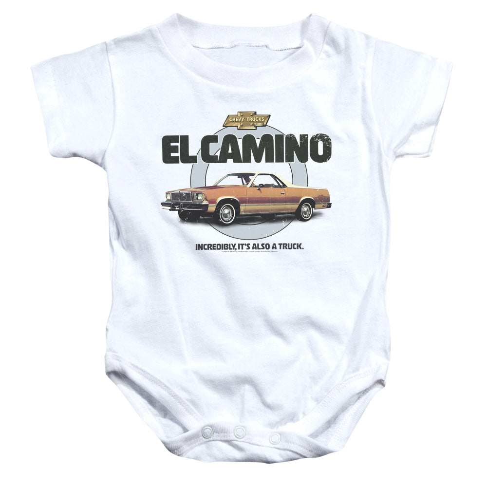 AN OFFCIALLY LICENSED CHEVROLET ALSO A TRUCK BABY BODYSUIT WHITE