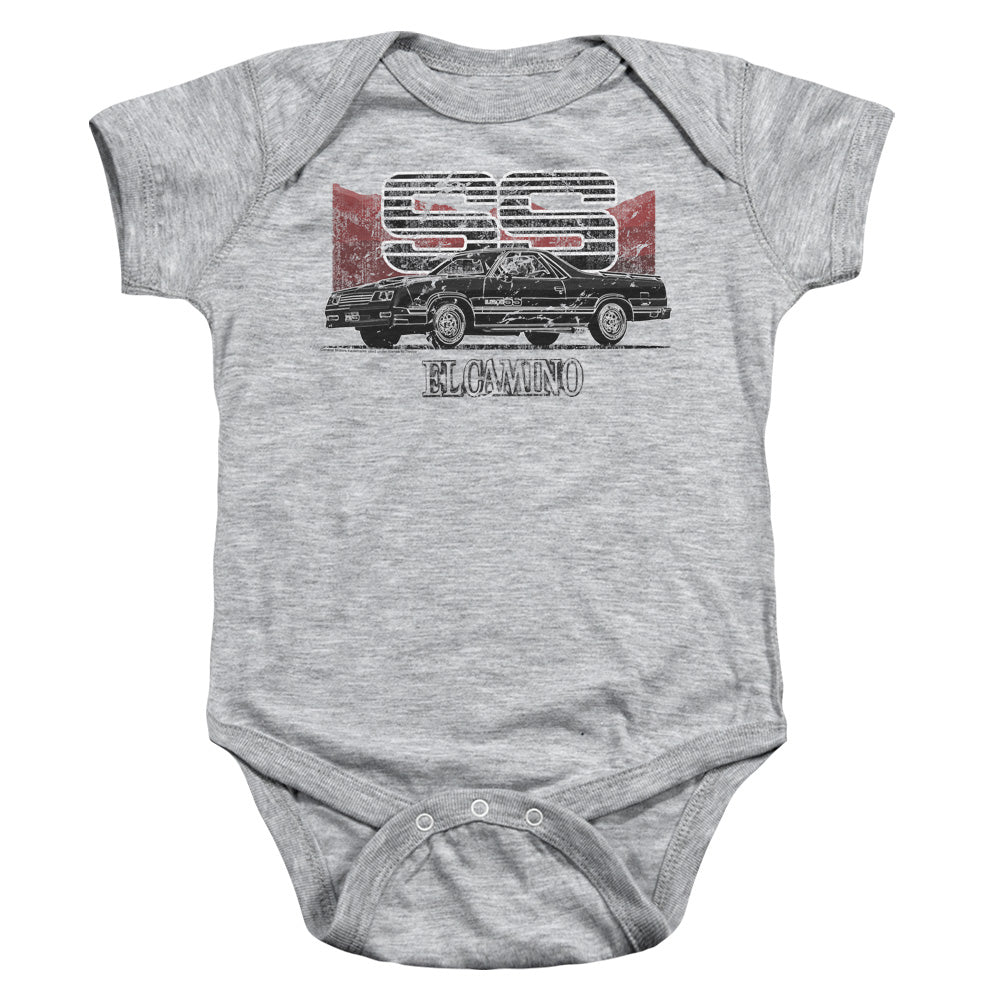 AN OFFCIALLY LICENSED CHEVROLET EL CAMINO SS MOUNTAINS BABY BODYSUIT ATHLETIC HEATHER