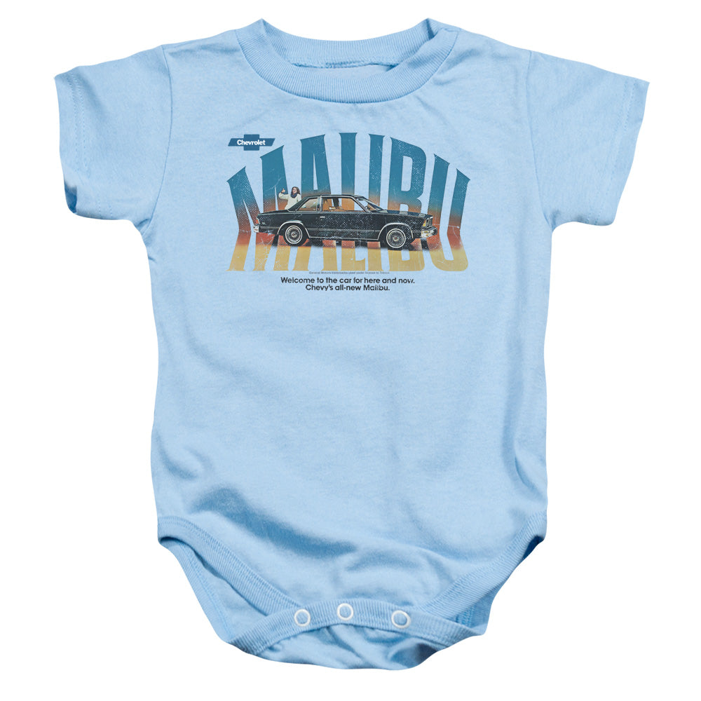 AN OFFCIALLY LICENSED CHEVROLET THUMBS UP BABY BODYSUIT LIGHT BLUE