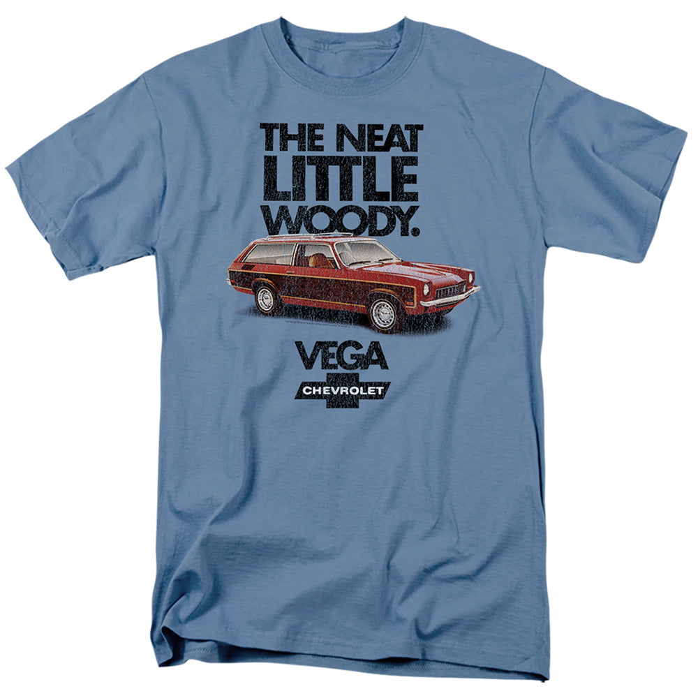 AN OFFCIALLY LICENSED CHEVROLET VEGA THE NEAT LITTLE WOODY MEN'S REGULAR FIT T-SHIRT CAROLINA BLUE