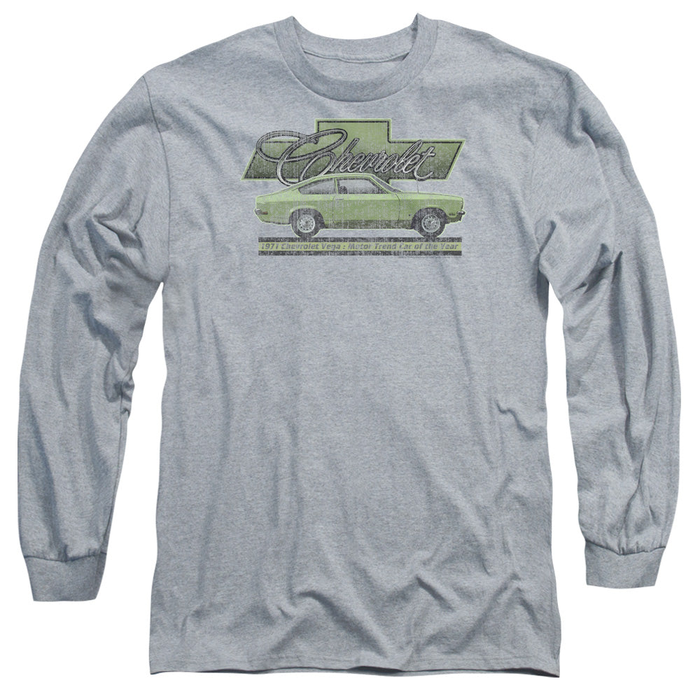 AN OFFCIALLY LICENSED CHEVROLET VEGA CAR OF THE YEAR 71 MEN'S LONG SLEEVE T-SHIRT ATHLETIC HEATHER