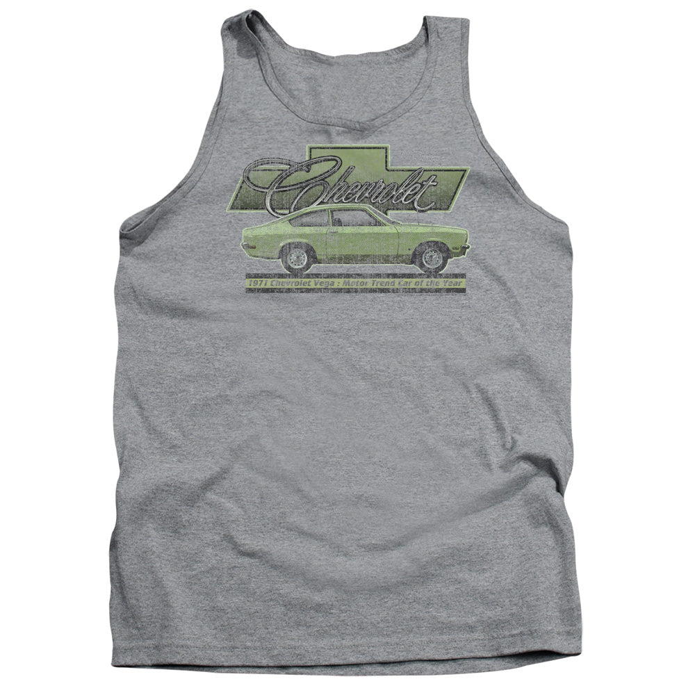 AN OFFCIALLY LICENSED CHEVROLET VEGA CAR OF THE YEAR 71 ADULT UNISEX TANK TOP ATHLETIC HEATHER