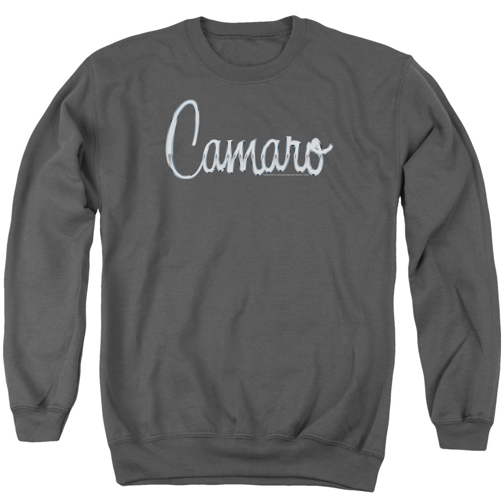 AN OFFCIALLY LICENSED CHEVROLET CLASSIC CAMARO METAL ADULT UNISEX CREWNECK SWEATSHIRT CHARCOAL