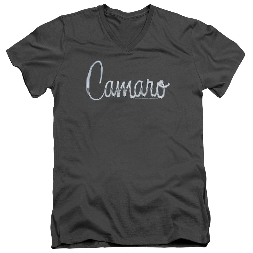 AN OFFCIALLY LICENSED CHEVROLET CLASSIC CAMARO METAL MEN'S V-NECK T-SHIRT CHARCOAL
