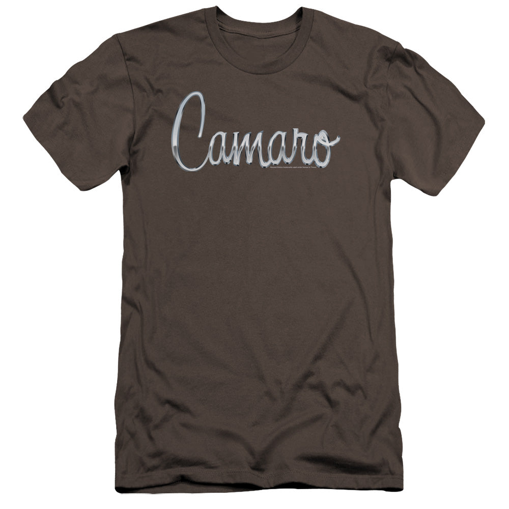 AN OFFCIALLY LICENSED CHEVROLET CLASSIC CAMARO METAL MEN'S PREMIUM SLIM FIT T-SHIRT CHARCOAL