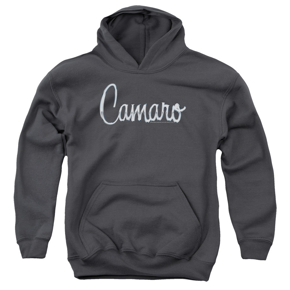 AN OFFCIALLY LICENSED CHEVROLET CLASSIC CAMARO METAL YOUTH HOODIE CHARCOAL