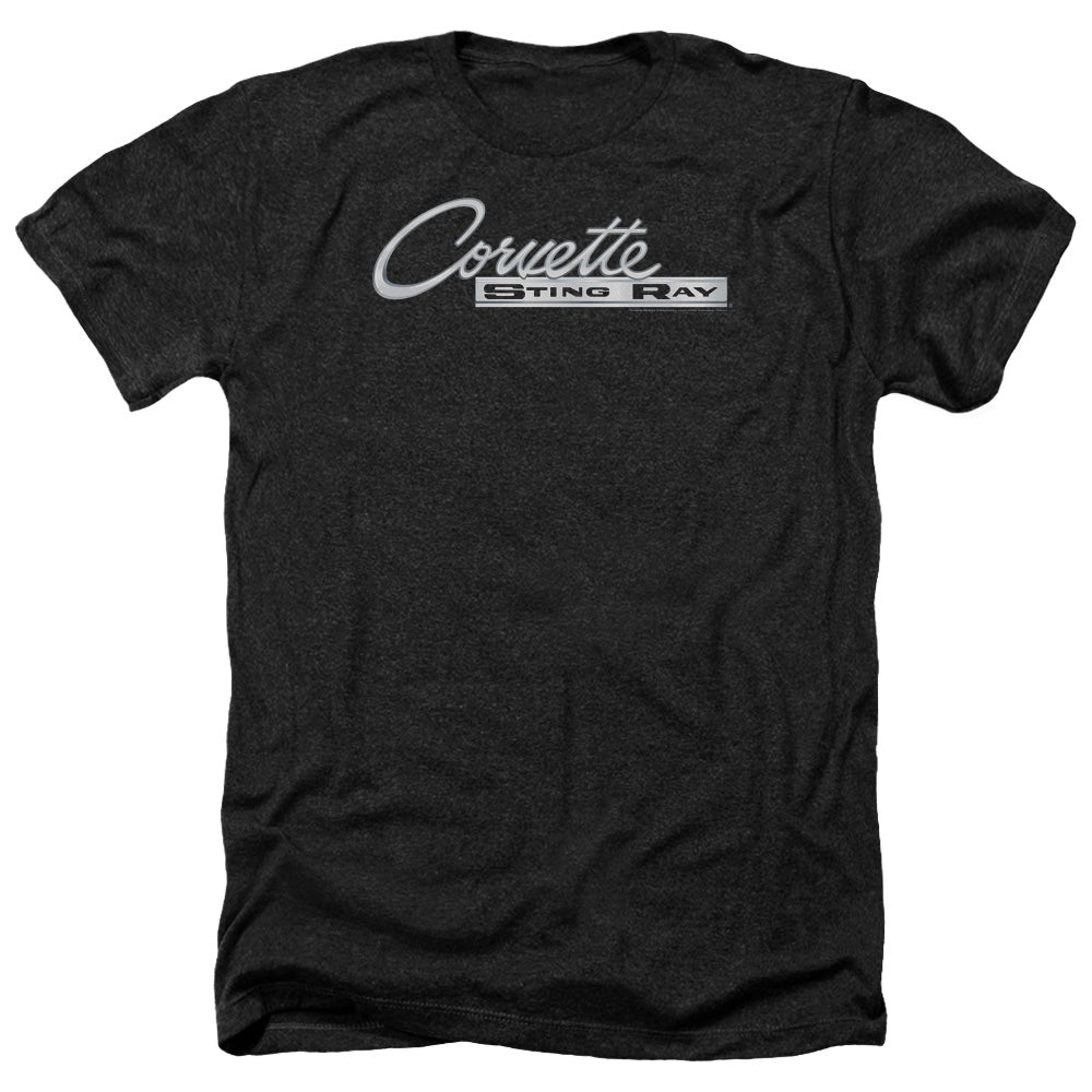 AN OFFCIALLY LICENSED CHEVROLET CHROME STINGRAY LOGO MEN'S HEATHER T-SHIRT CHARCOAL