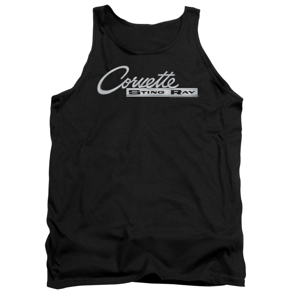 AN OFFCIALLY LICENSED CHEVROLET CHROME STINGRAY LOGO ADULT UNISEX TANK TOP BLACK