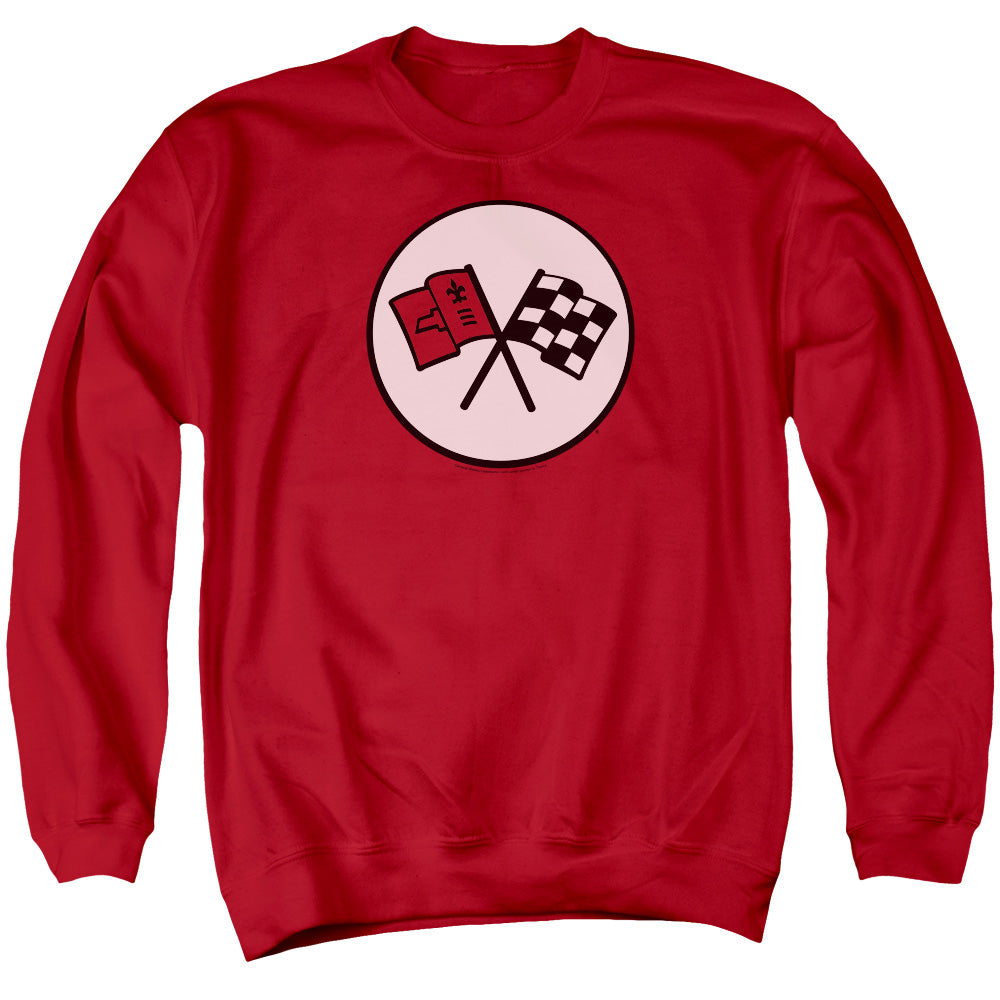 AN OFFCIALLY LICENSED CHEVROLET 2ND GEN VETTE LOGO ADULT UNISEX CREWNECK SWEATSHIRT RED