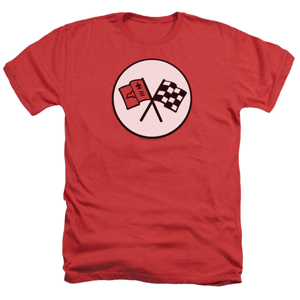 AN OFFCIALLY LICENSED CHEVROLET 2ND GEN VETTE LOGO MEN'S HEATHER T-SHIRT RED
