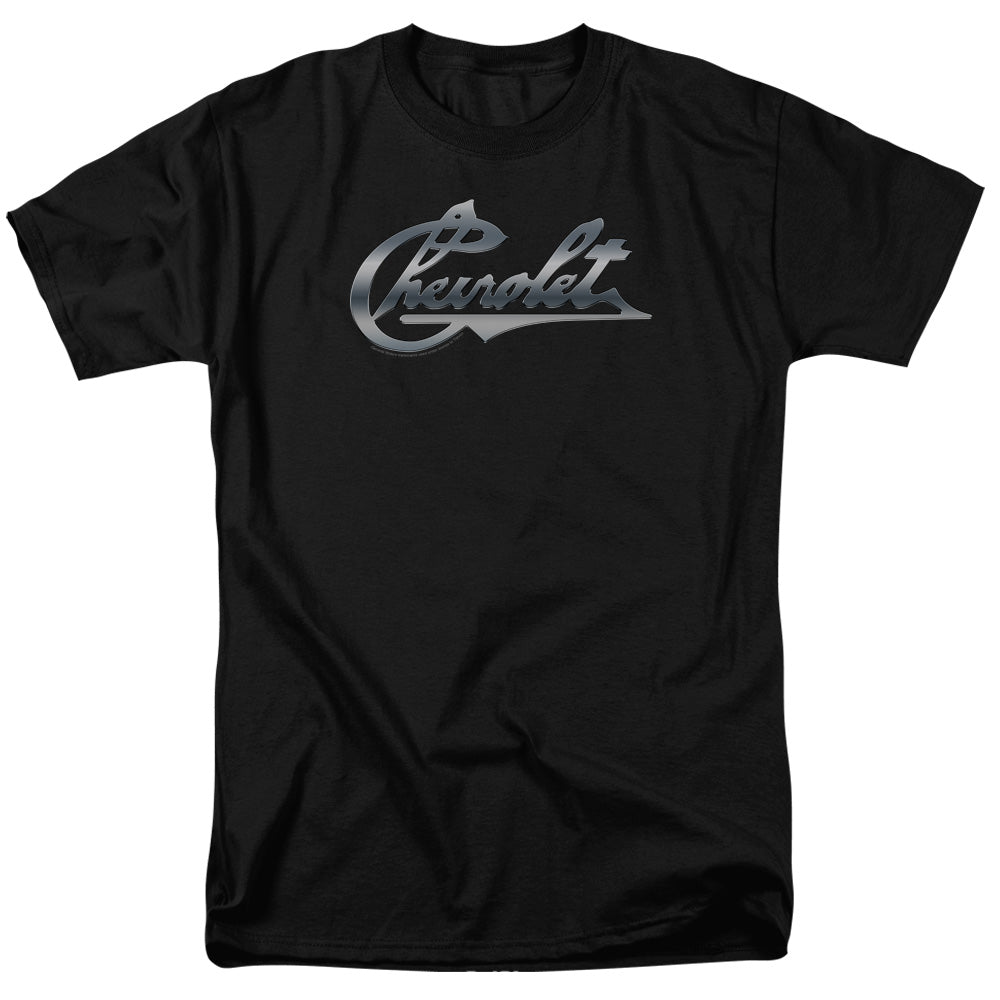 AN OFFCIALLY LICENSED CHEVROLET CHROME VINTAGE CHEVY BOWTIE MEN'S REGULAR FIT T-SHIRT BLACK