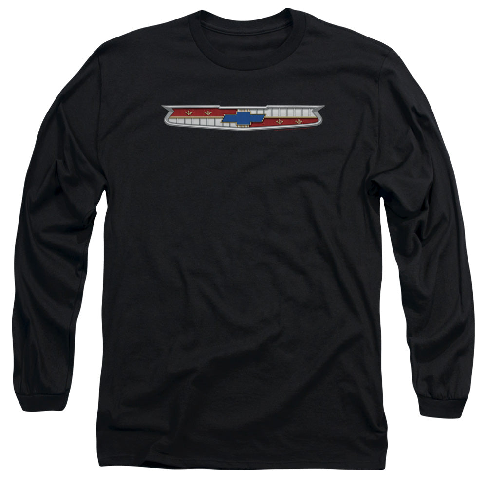 AN OFFCIALLY LICENSED CHEVROLET 56 BEL AIR EMBLEM MEN'S LONG SLEEVE T-SHIRT BLACK