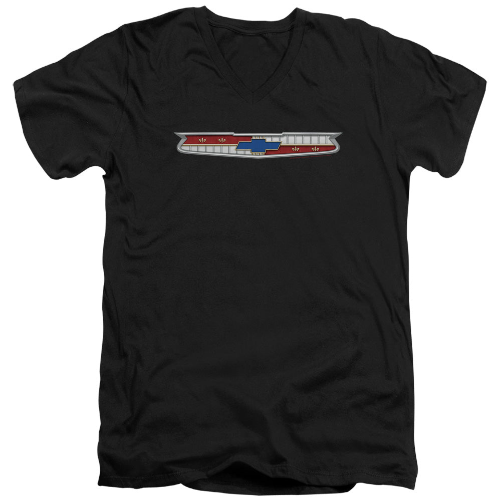 AN OFFCIALLY LICENSED CHEVROLET 56 BEL AIR EMBLEM MEN'S V-NECK T-SHIRT BLACK