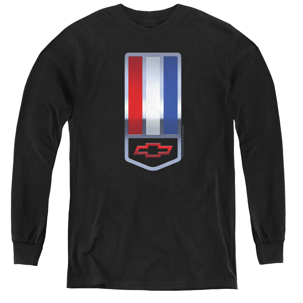 AN OFFCIALLY LICENSED CHEVROLET 1998 CAMARO NAMEPLATE YOUTH LONG SLEEVE T-SHIRT BLACK