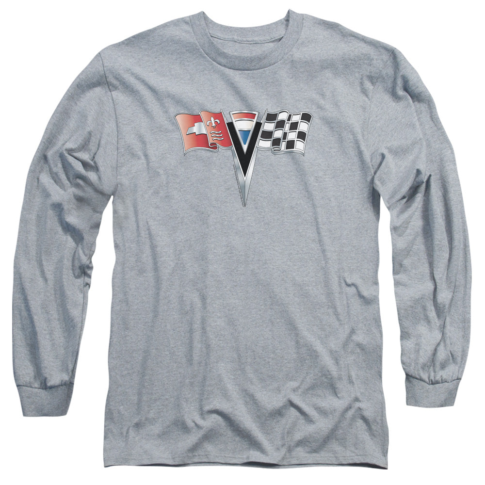AN OFFCIALLY LICENSED CHEVROLET 2ND GEN VETTE NOSE EMBLEM MEN'S LONG SLEEVE T-SHIRT ATHLETIC HEATHER