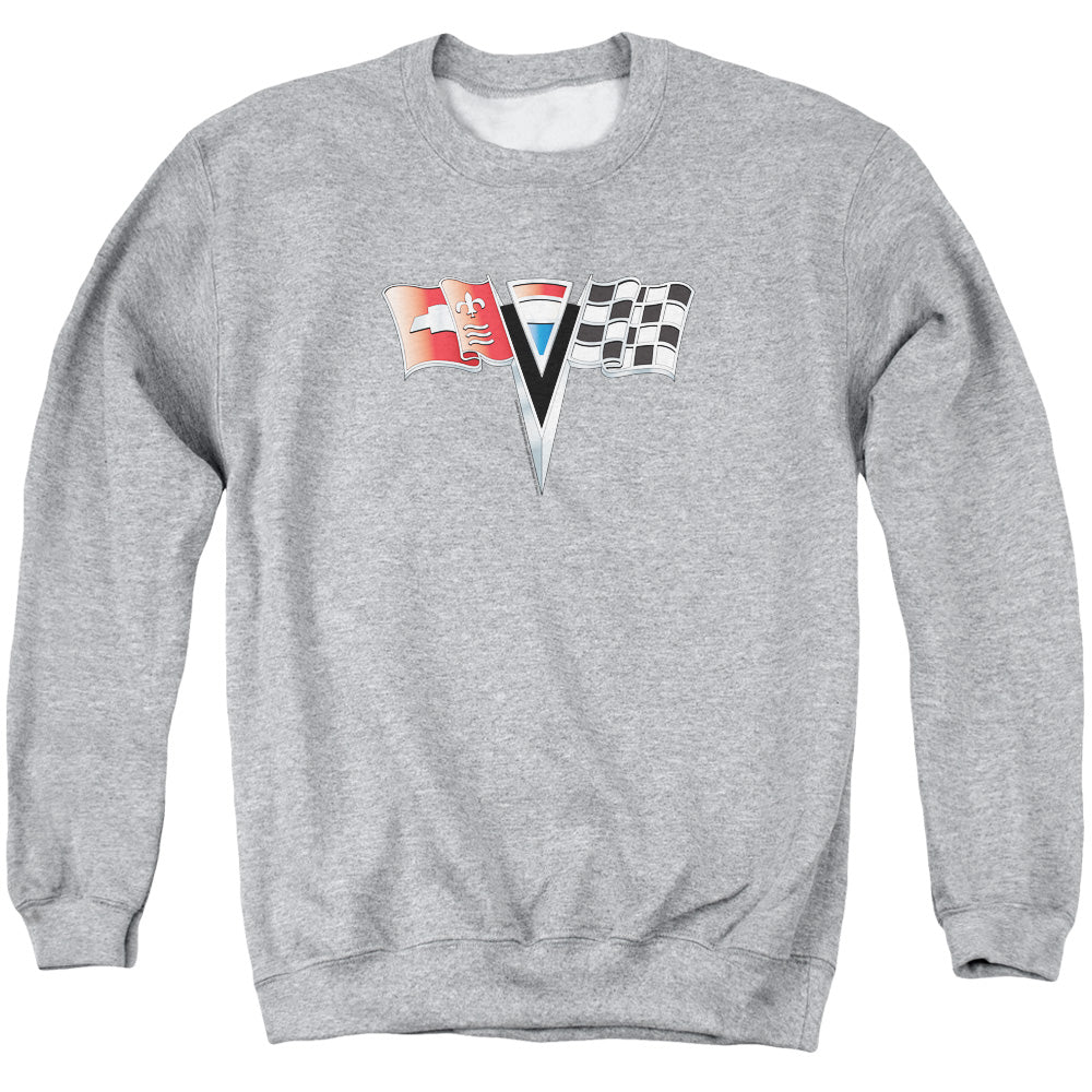 AN OFFCIALLY LICENSED CHEVROLET 2ND GEN VETTE NOSE EMBLEM ADULT UNISEX CREWNECK SWEATSHIRT ATHLETIC HEATHER