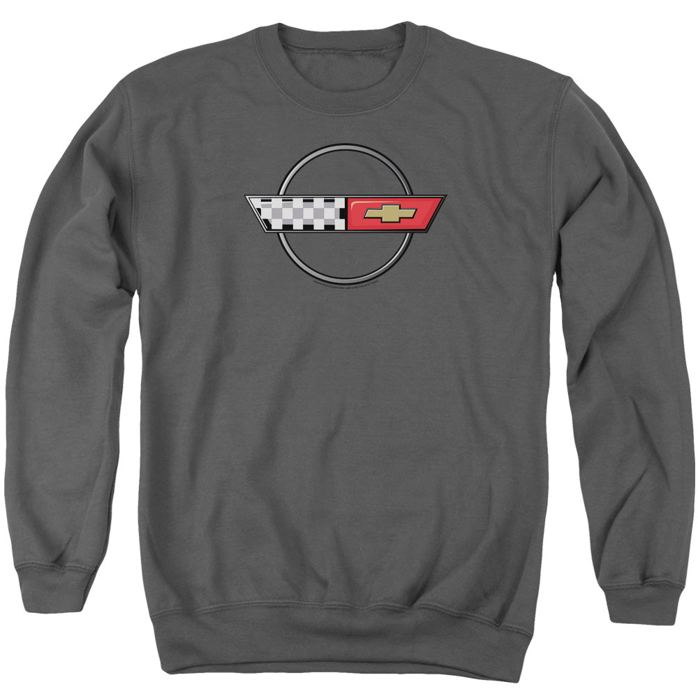 AN OFFCIALLY LICENSED CHEVROLET 4TH GEN VETTE LOGO ADULT UNISEX CREWNECK SWEATSHIRT CHARCOAL
