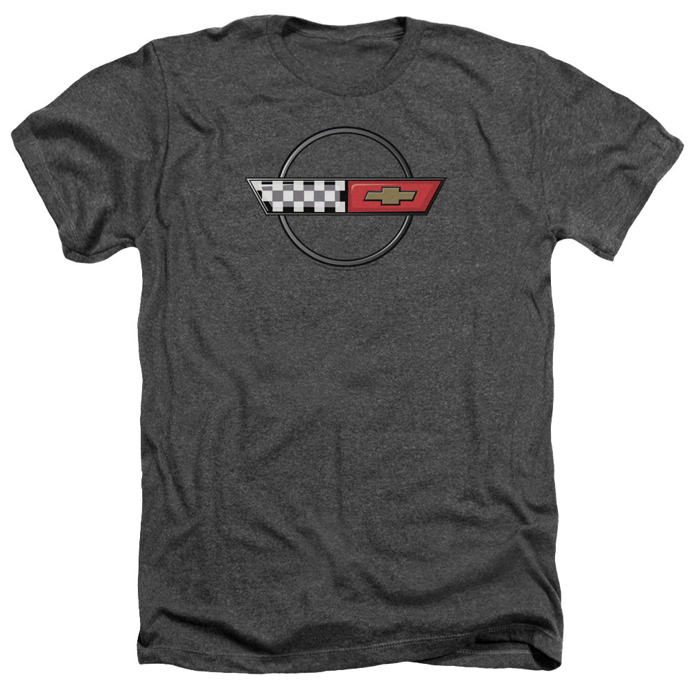 AN OFFCIALLY LICENSED CHEVROLET 4TH GEN VETTE LOGO MEN'S HEATHER T-SHIRT CHARCOAL
