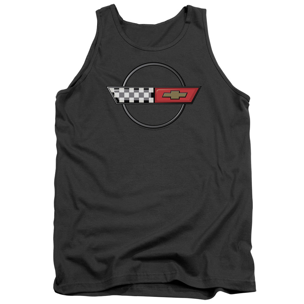 AN OFFCIALLY LICENSED CHEVROLET 4TH GEN VETTE LOGO ADULT UNISEX TANK TOP CHARCOAL