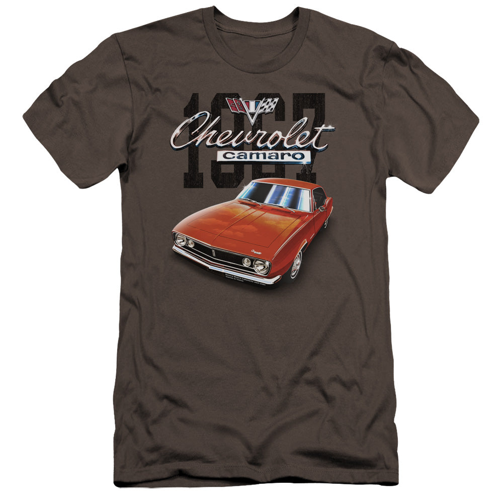 AN OFFCIALLY LICENSED CHEVROLET CLASSIC CAMARO MEN'S PREMIUM SLIM FIT T-SHIRT CHARCOAL