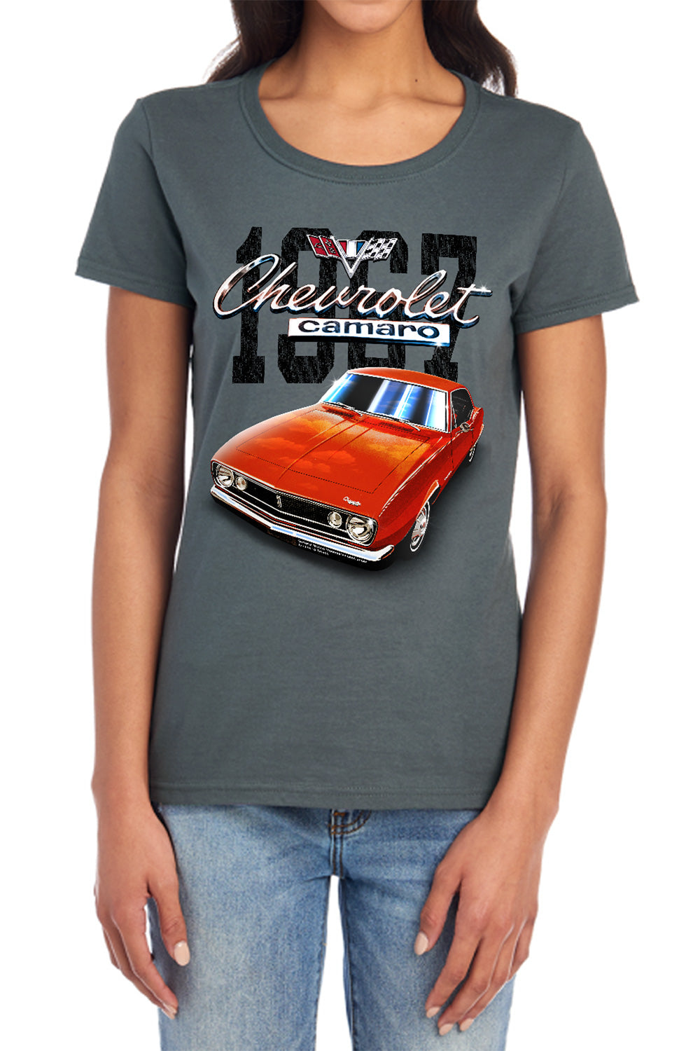 AN OFFCIALLY LICENSED CHEVROLET CLASSIC CAMARO WOMEN'S REGULAR FIT T-SHIRT CHARCOAL