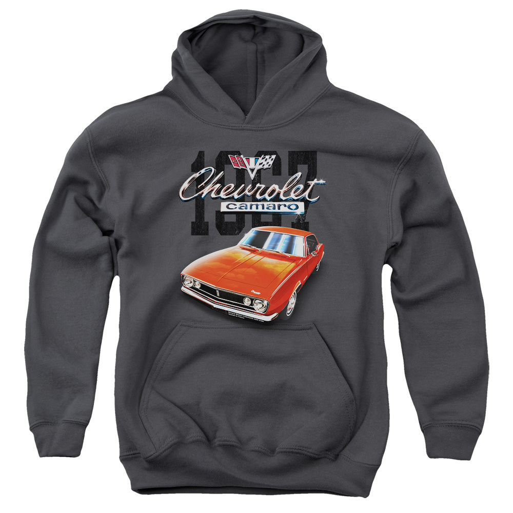 AN OFFCIALLY LICENSED CHEVROLET CLASSIC CAMARO YOUTH HOODIE CHARCOAL