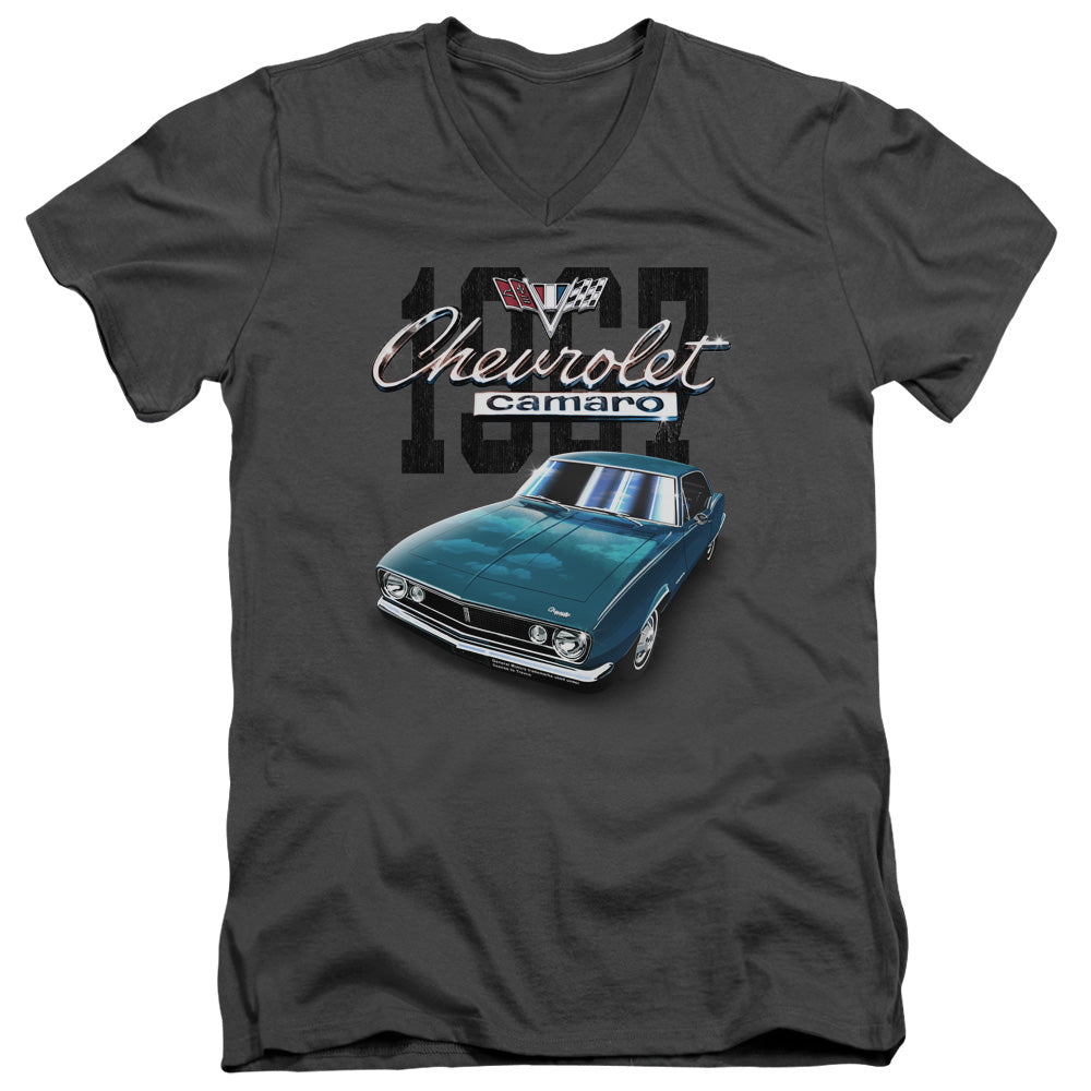 AN OFFCIALLY LICENSED CHEVROLET CLASSIC CAMARO MEN'S V-NECK T-SHIRT CHARCOAL