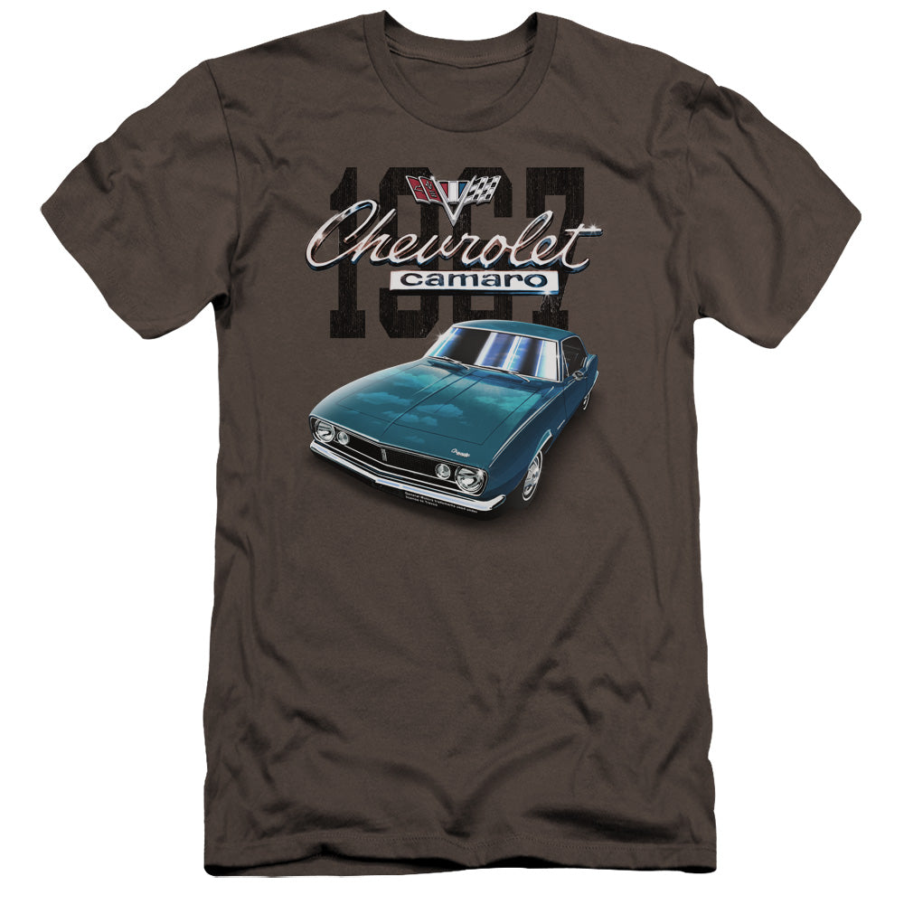 AN OFFCIALLY LICENSED CHEVROLET CLASSIC CAMARO MEN'S PREMIUM SLIM FIT T-SHIRT CHARCOAL