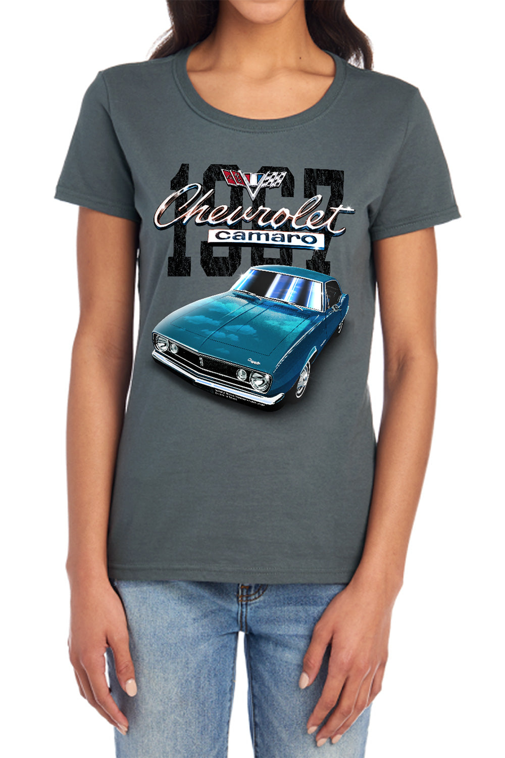 AN OFFCIALLY LICENSED CHEVROLET CLASSIC CAMARO WOMEN'S REGULAR FIT T-SHIRT CHARCOAL