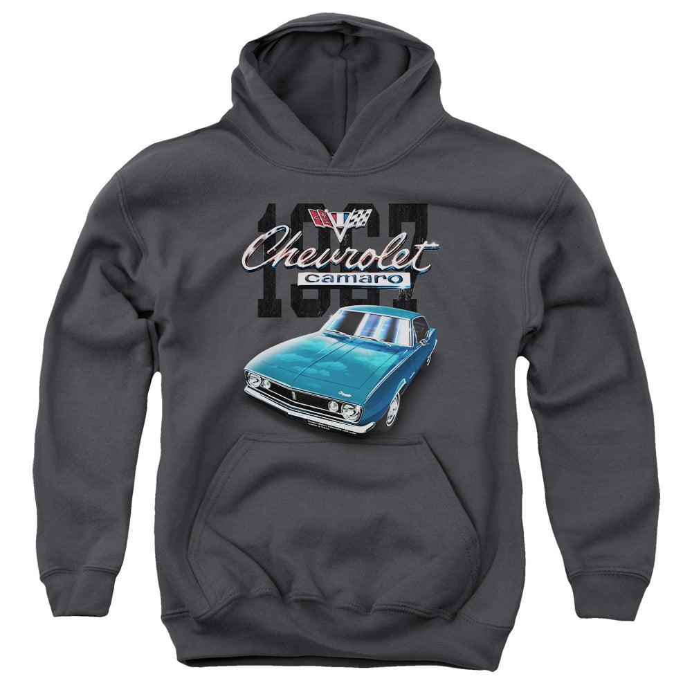 AN OFFCIALLY LICENSED CHEVROLET CLASSIC CAMARO YOUTH HOODIE CHARCOAL