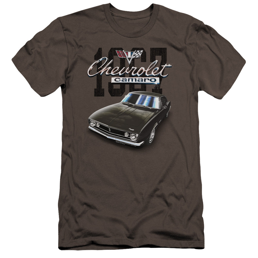 AN OFFCIALLY LICENSED CHEVROLET CLASSIC CAMARO MEN'S PREMIUM SLIM FIT T-SHIRT CHARCOAL