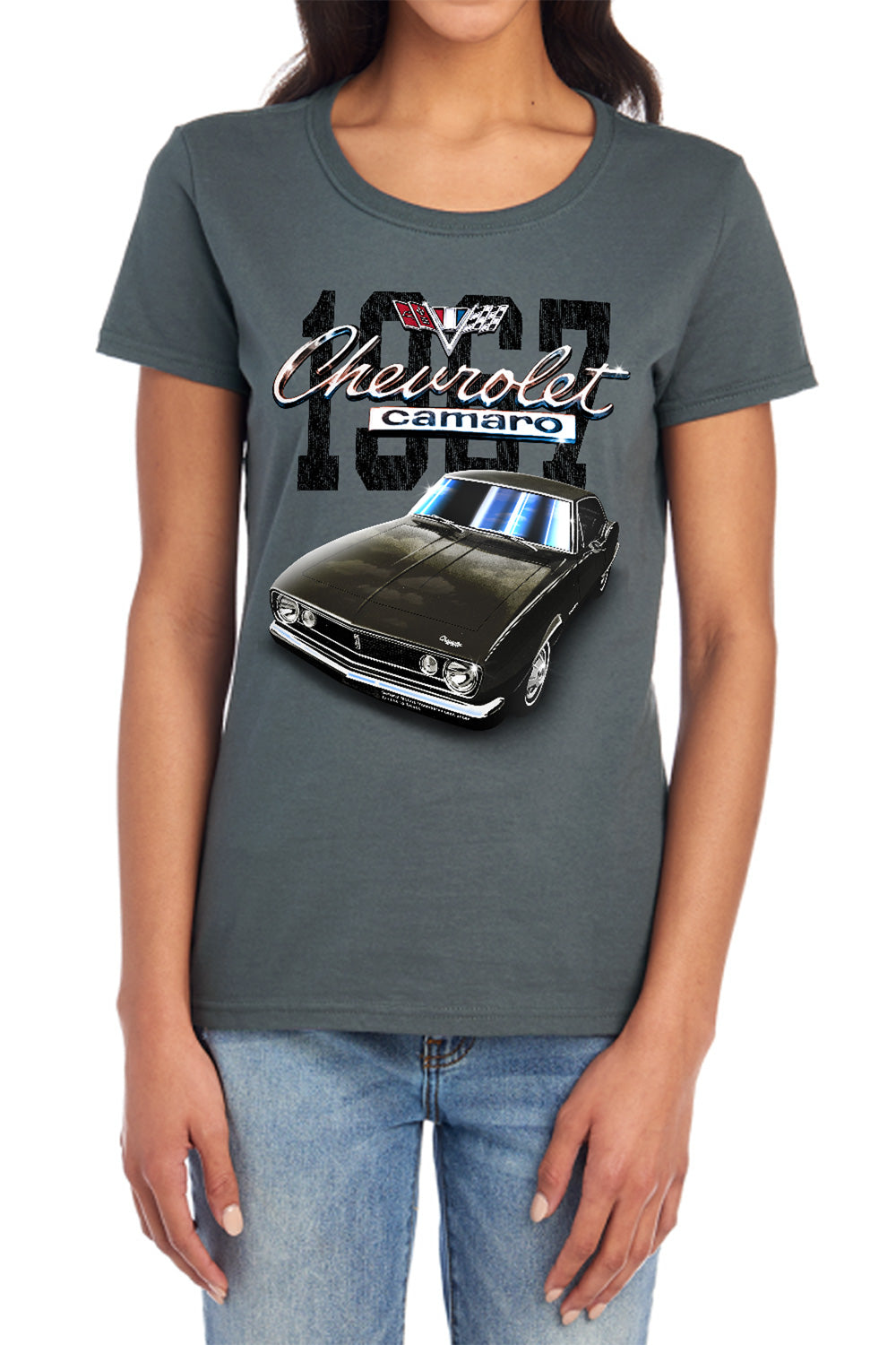 AN OFFCIALLY LICENSED CHEVROLET CLASSIC CAMARO WOMEN'S REGULAR FIT T-SHIRT CHARCOAL