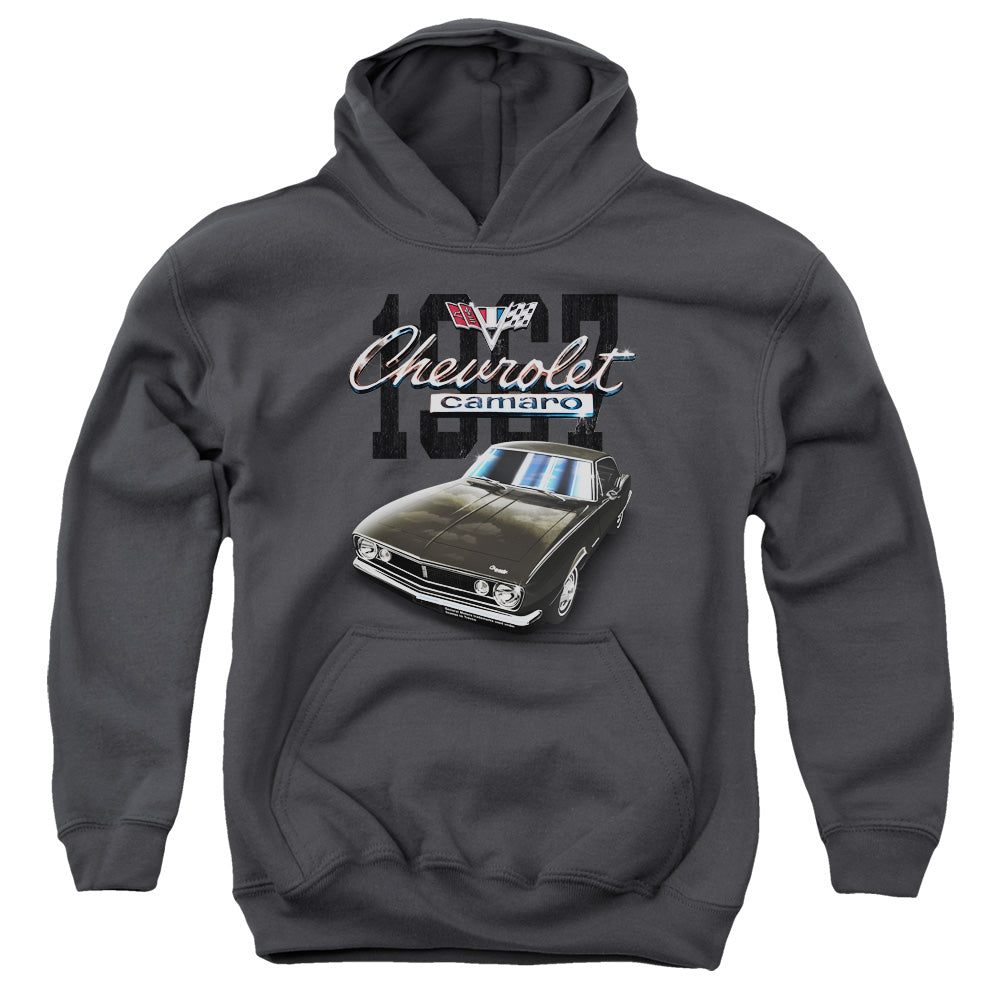 AN OFFCIALLY LICENSED CHEVROLET CLASSIC CAMARO YOUTH HOODIE CHARCOAL