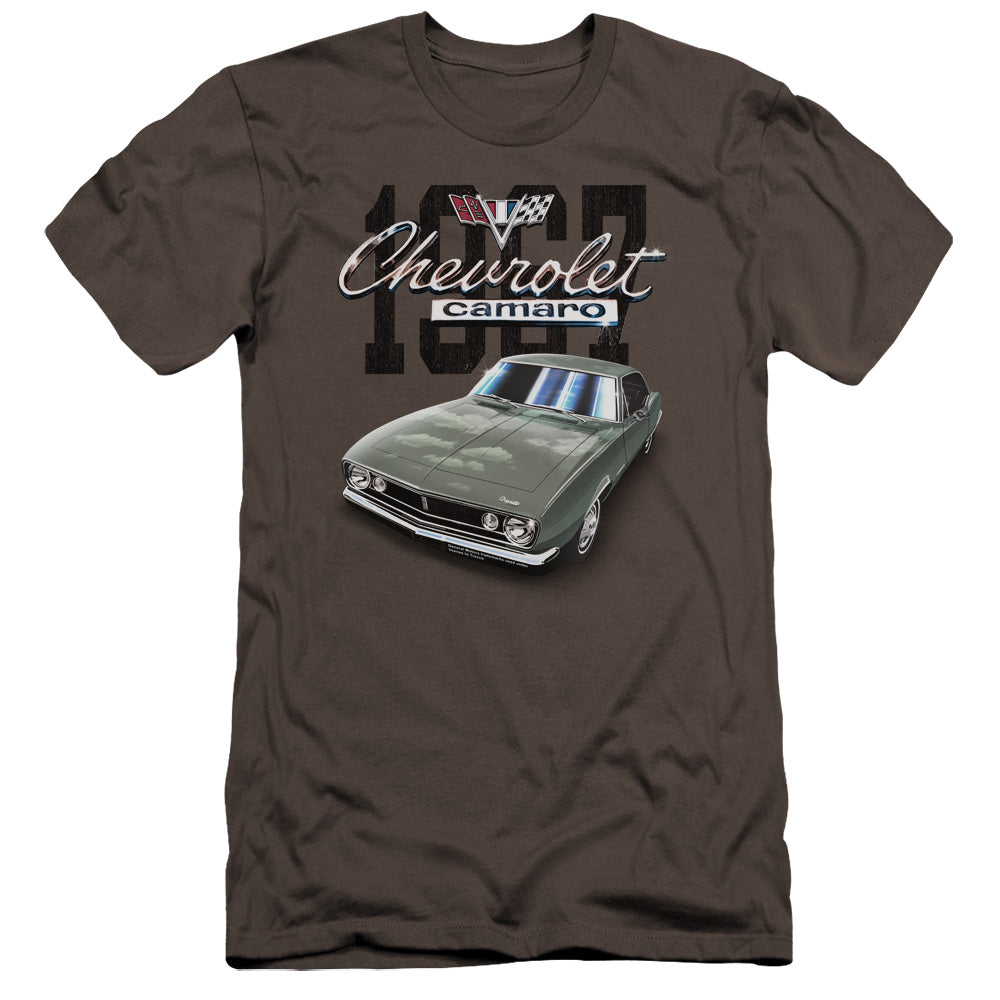 AN OFFCIALLY LICENSED CHEVROLET CLASSIC CAMARO MEN'S PREMIUM SLIM FIT T-SHIRT CHARCOAL