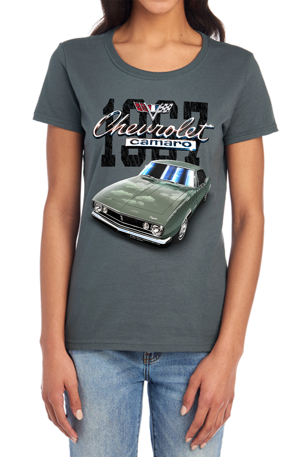 AN OFFCIALLY LICENSED CHEVROLET CLASSIC CAMARO WOMEN'S REGULAR FIT T-SHIRT CHARCOAL