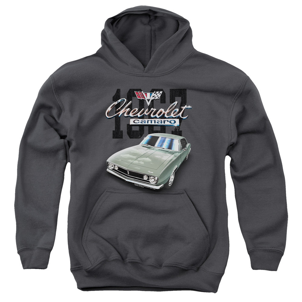AN OFFCIALLY LICENSED CHEVROLET CLASSIC CAMARO YOUTH HOODIE CHARCOAL