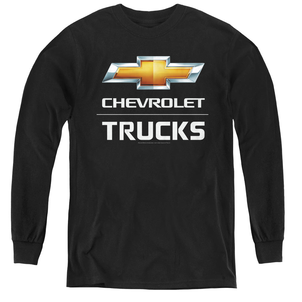 AN OFFCIALLY LICENSED CHEVROLET TRUCKS YOUTH LONG SLEEVE T-SHIRT BLACK