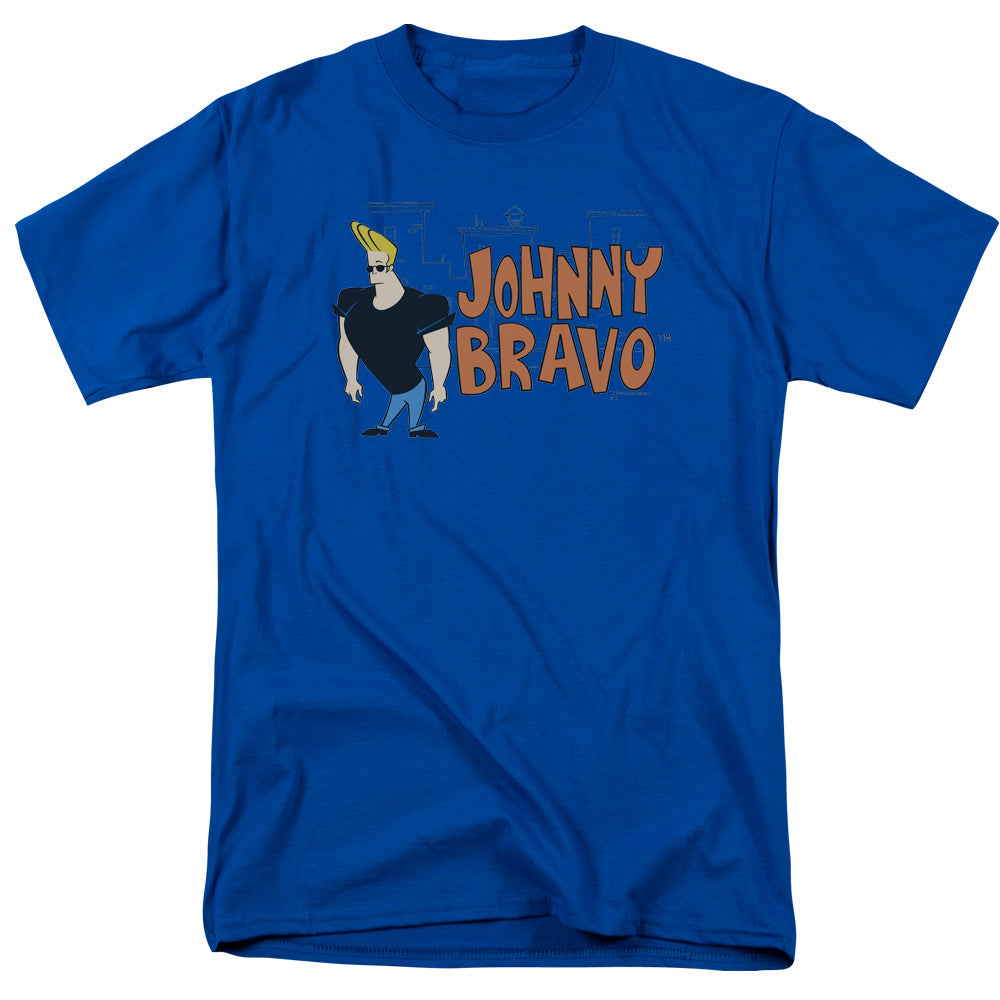 AN OFFCIALLY LICENSED JOHNNY BRAVO JOHNNY LOGO MEN'S REGULAR FIT T-SHIRT ROYAL