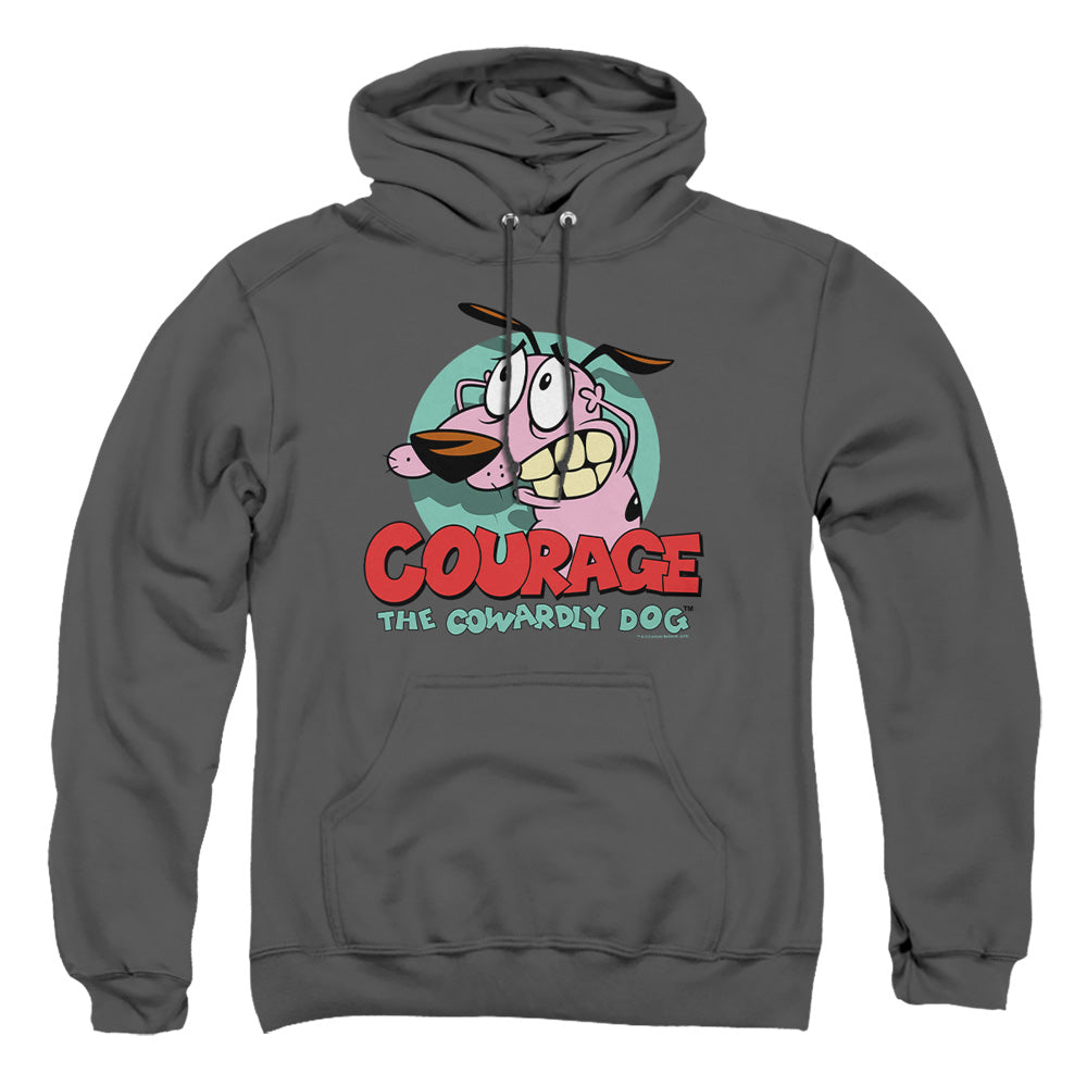 AN OFFCIALLY LICENSED COURAGE THE COWARDLY DOG COURAGE ADULT UNISEX PULLOVER HOODIE CHARCOAL