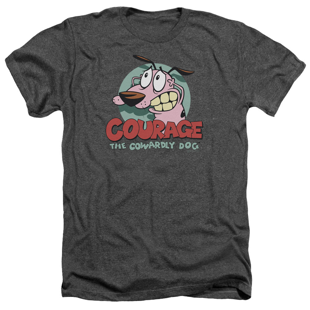 AN OFFCIALLY LICENSED COURAGE THE COWARDLY DOG COURAGE MEN'S HEATHER T-SHIRT CHARCOAL