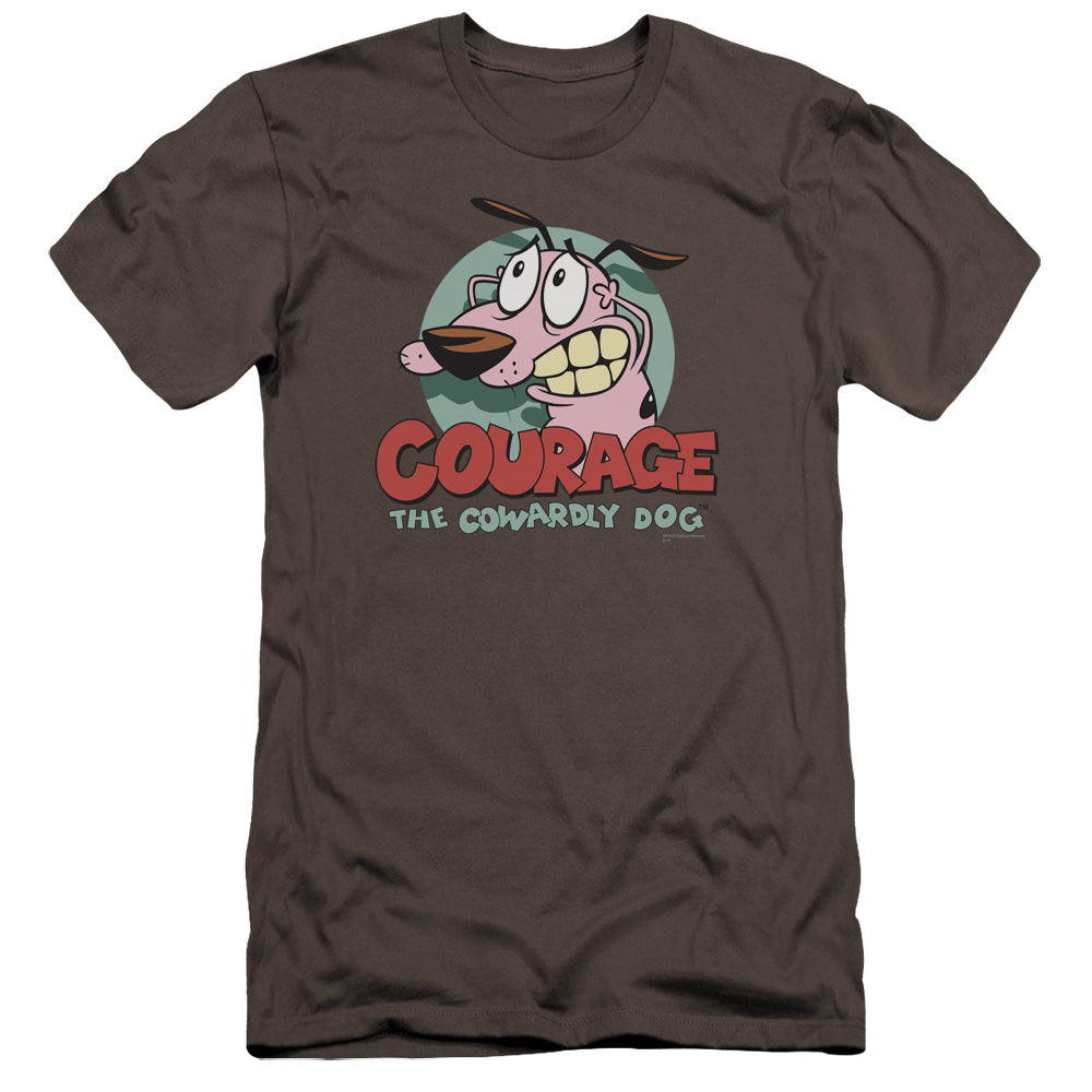 AN OFFCIALLY LICENSED COURAGE THE COWARDLY DOG COURAGE MEN'S PREMIUM SLIM FIT T-SHIRT CHARCOAL