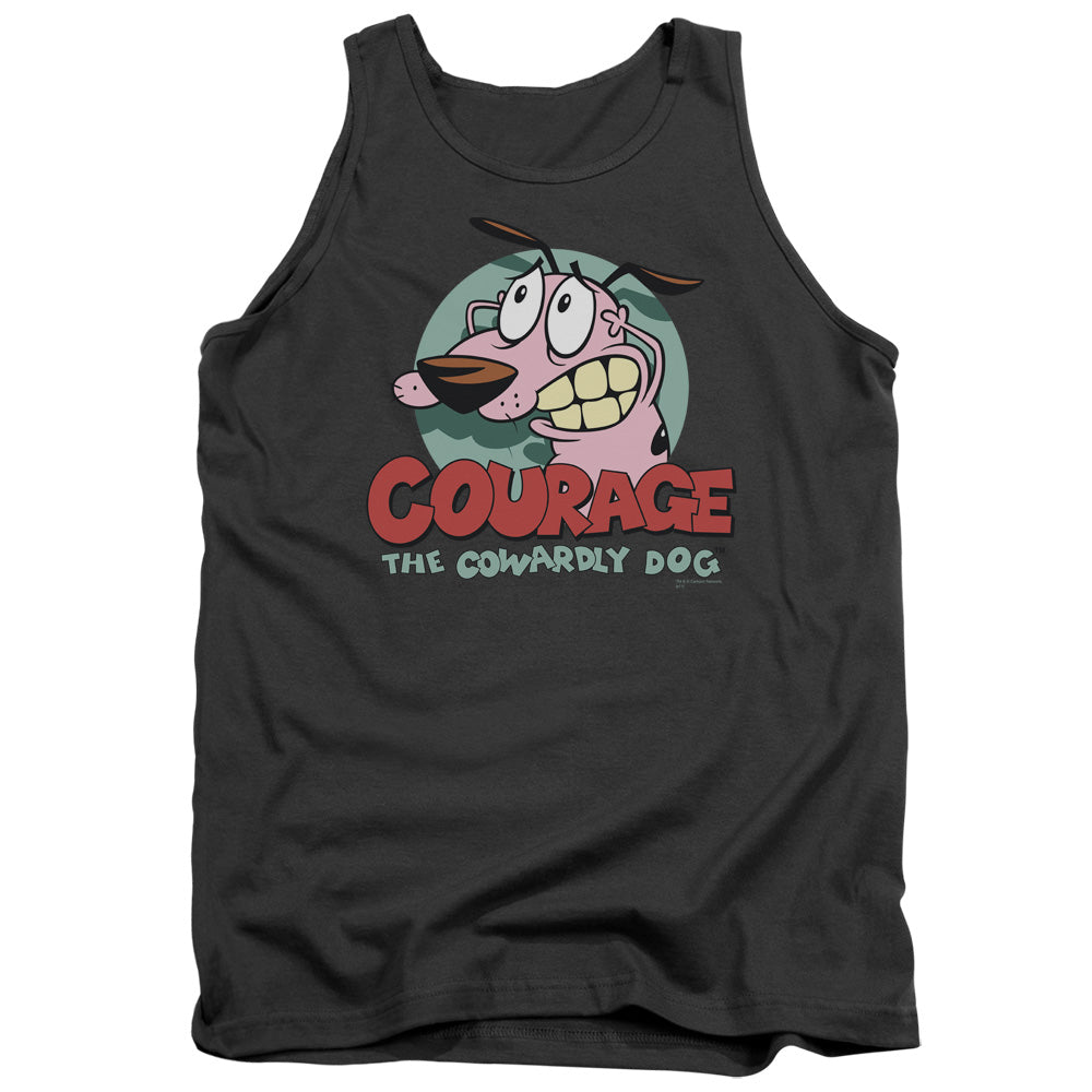 AN OFFCIALLY LICENSED COURAGE THE COWARDLY DOG COURAGE ADULT UNISEX TANK TOP CHARCOAL